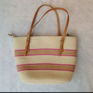 NWT Magid straw jute tote shoulder bag pur…